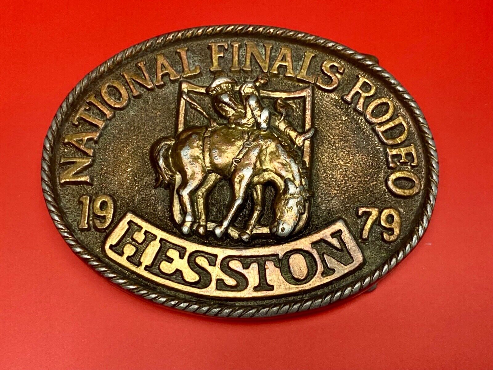 1979 Hesston Fifth edition Nation Finals Rodeo NFR Cowboy belt buckle