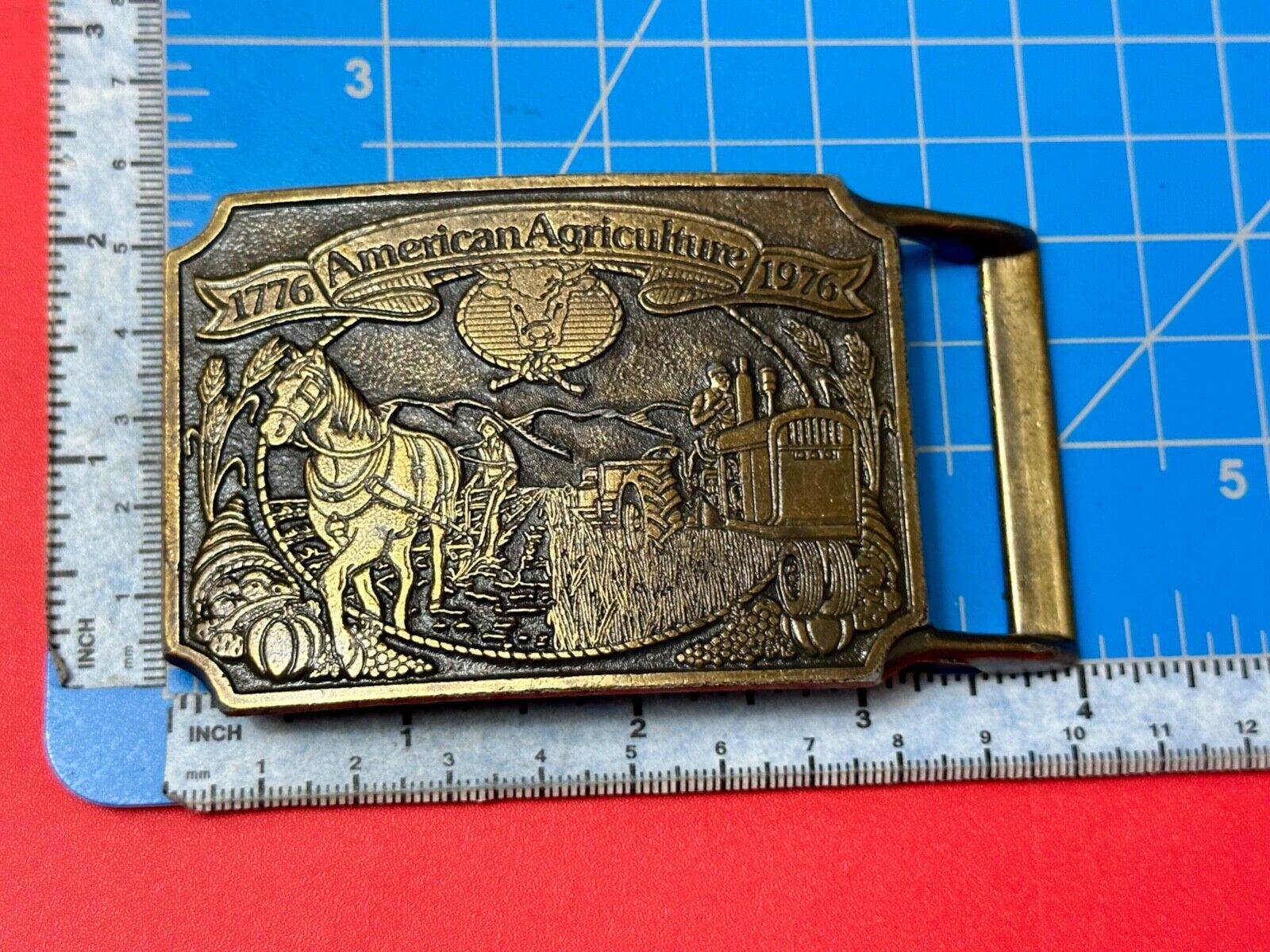 American Agriculture bicentennial celebration belt buckle 1975 - Ortho & Chevron