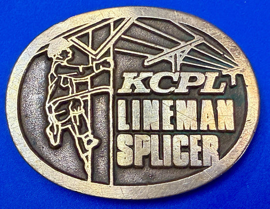 KCPL Lineman Splicer Utility Power Line Pile Climber Kansas City Belt Buckle