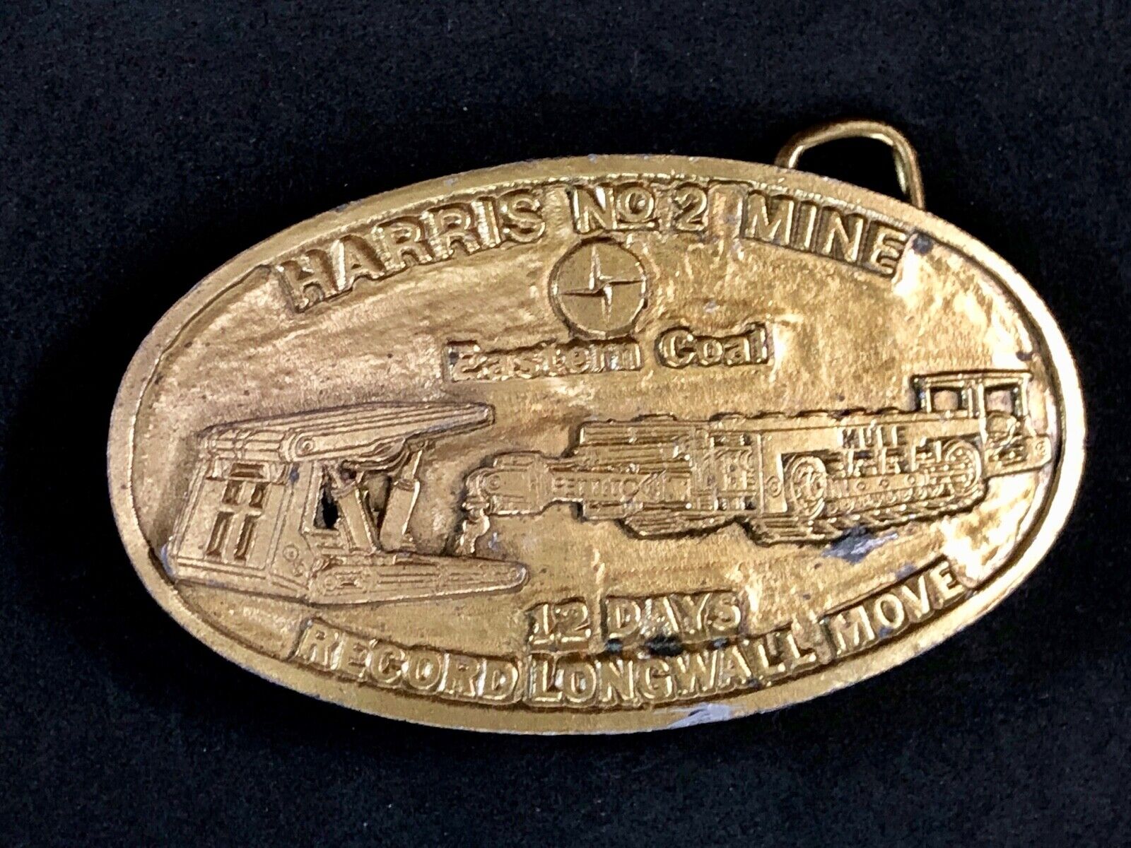 1986 Company move presentation Harris Eastern coal mine Award Belt Buckle 