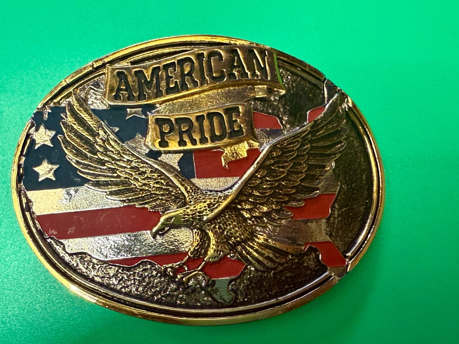 American Pride - Patriotic USA United States Flag and Eagle Western Belt Buckle