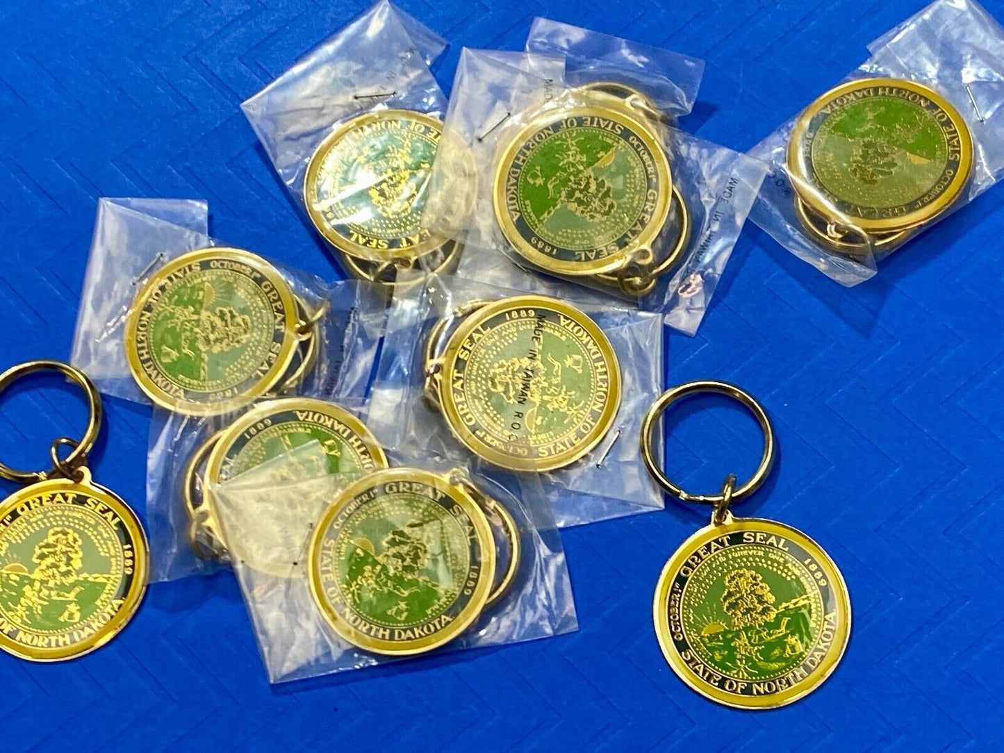 10 Lot  - The Great State Seal of North Dakota Keychain Key Ring Chain Resale