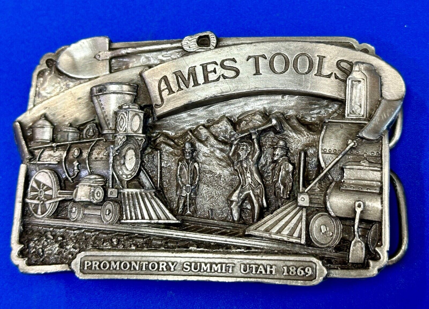 Ames Tools Promontory Summit Utah 1869 Train vintage 1972 Siskiyou belt buckle