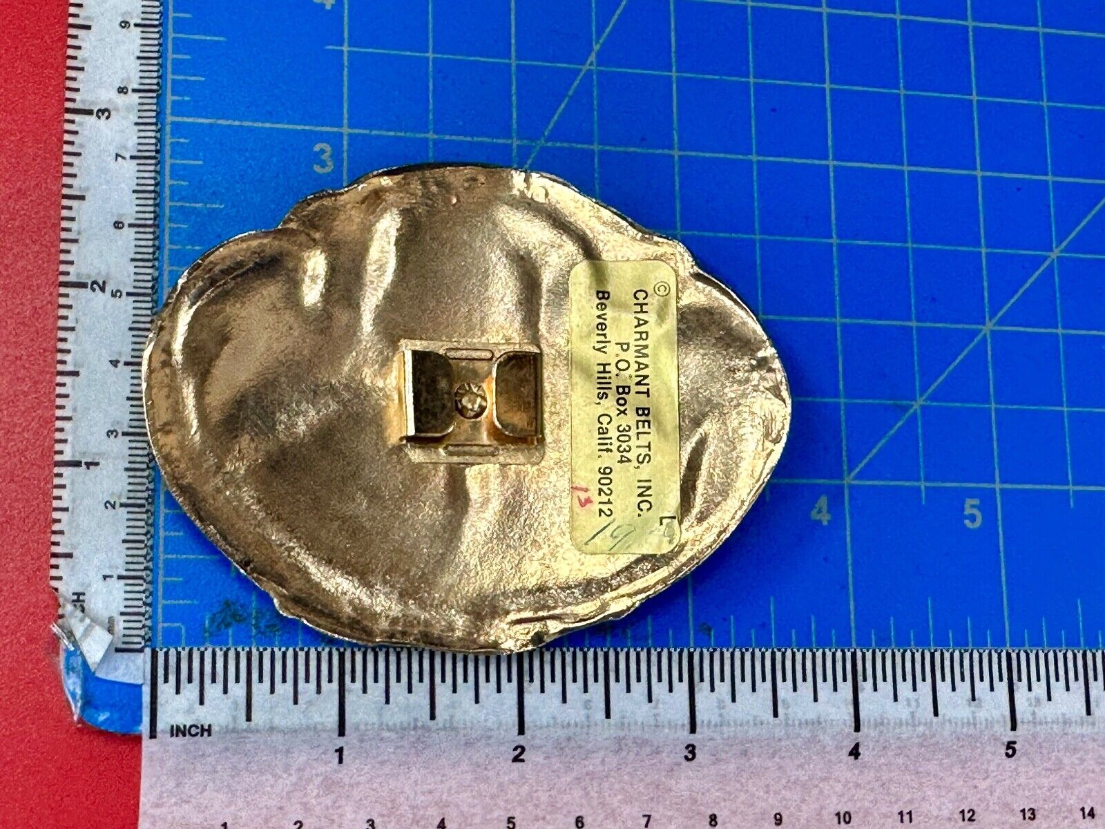 80s Charmant Swan Crane Bird Duck Abstract Gold & Yellow belt buckle