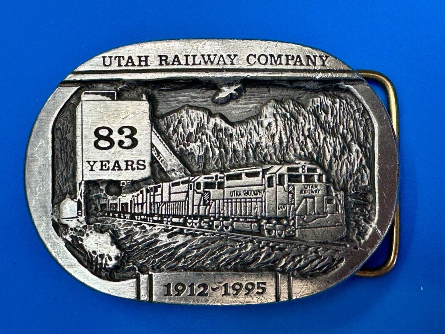 Utah Railway Co Vtg Train Railroad 83 Years - Gary Prazen Sculpture Belt Buckle