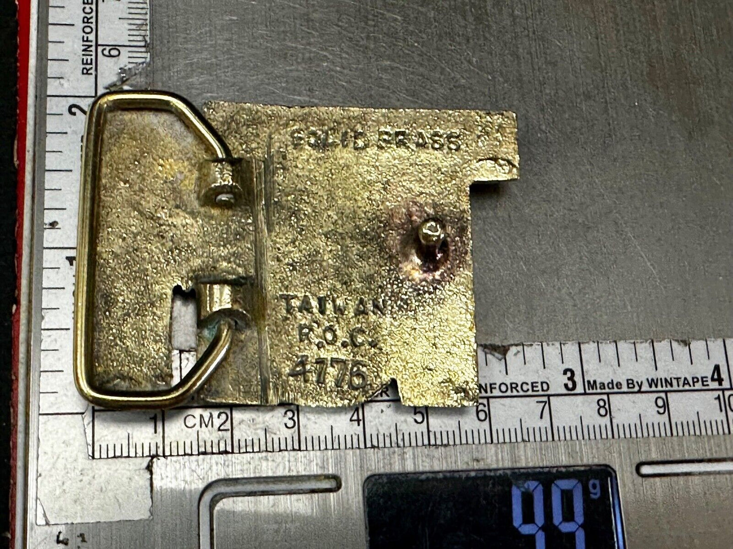 TOM - Custom Name cutout block letters Vintage Solid Brass Belt Buckle