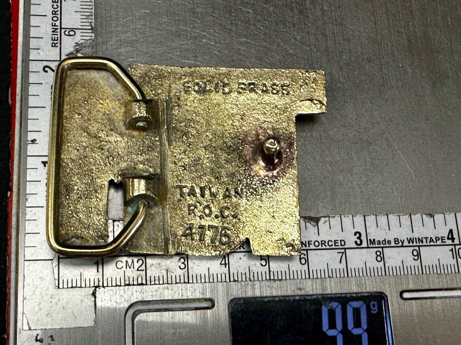 TOM - Custom Name cutout block letters Vintage Solid Brass Belt Buckle
