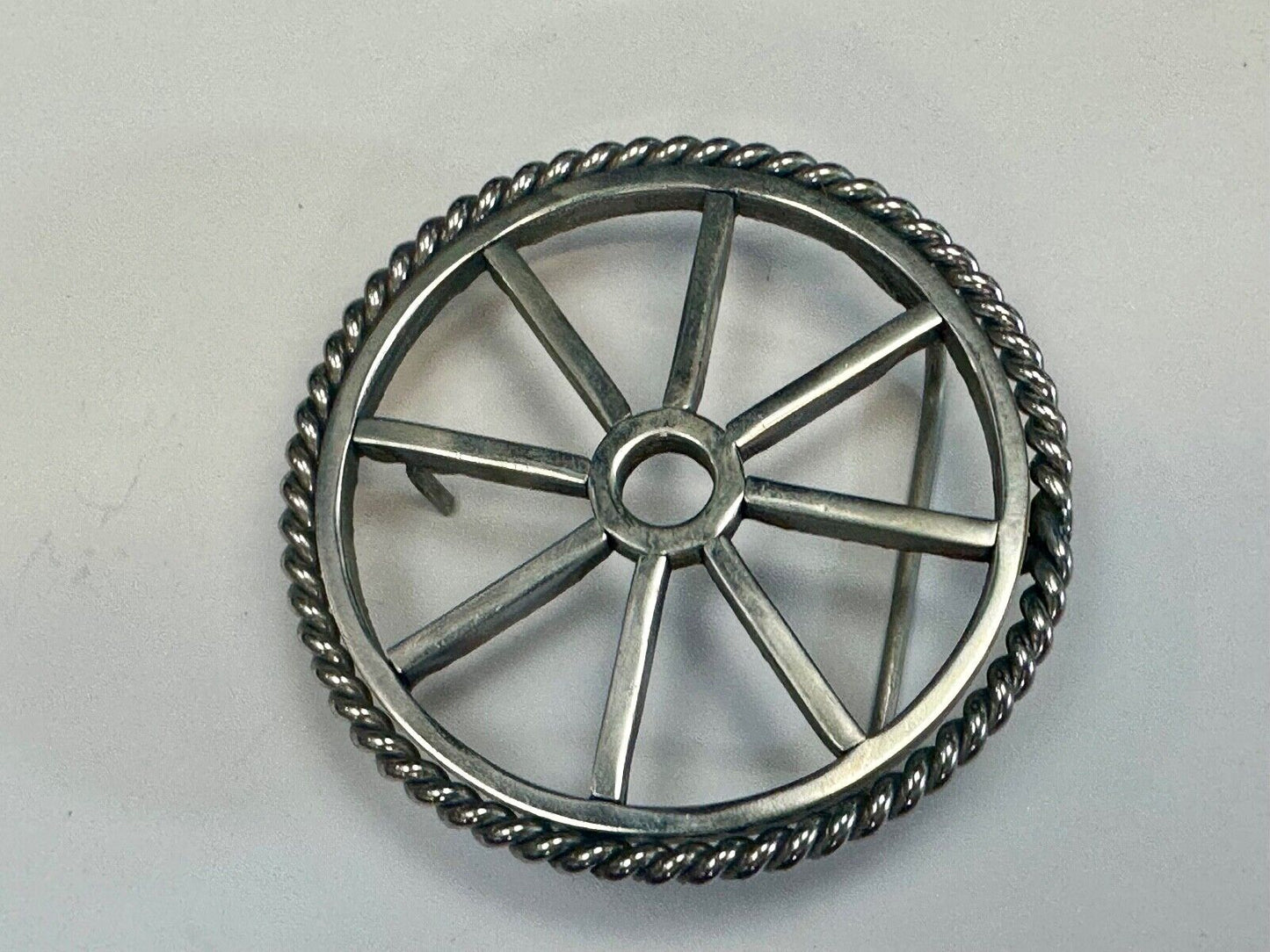 Unique Wagon Wheel Pattern Open Cut-Out Silver Tone 3" Artisan Belt Buckle