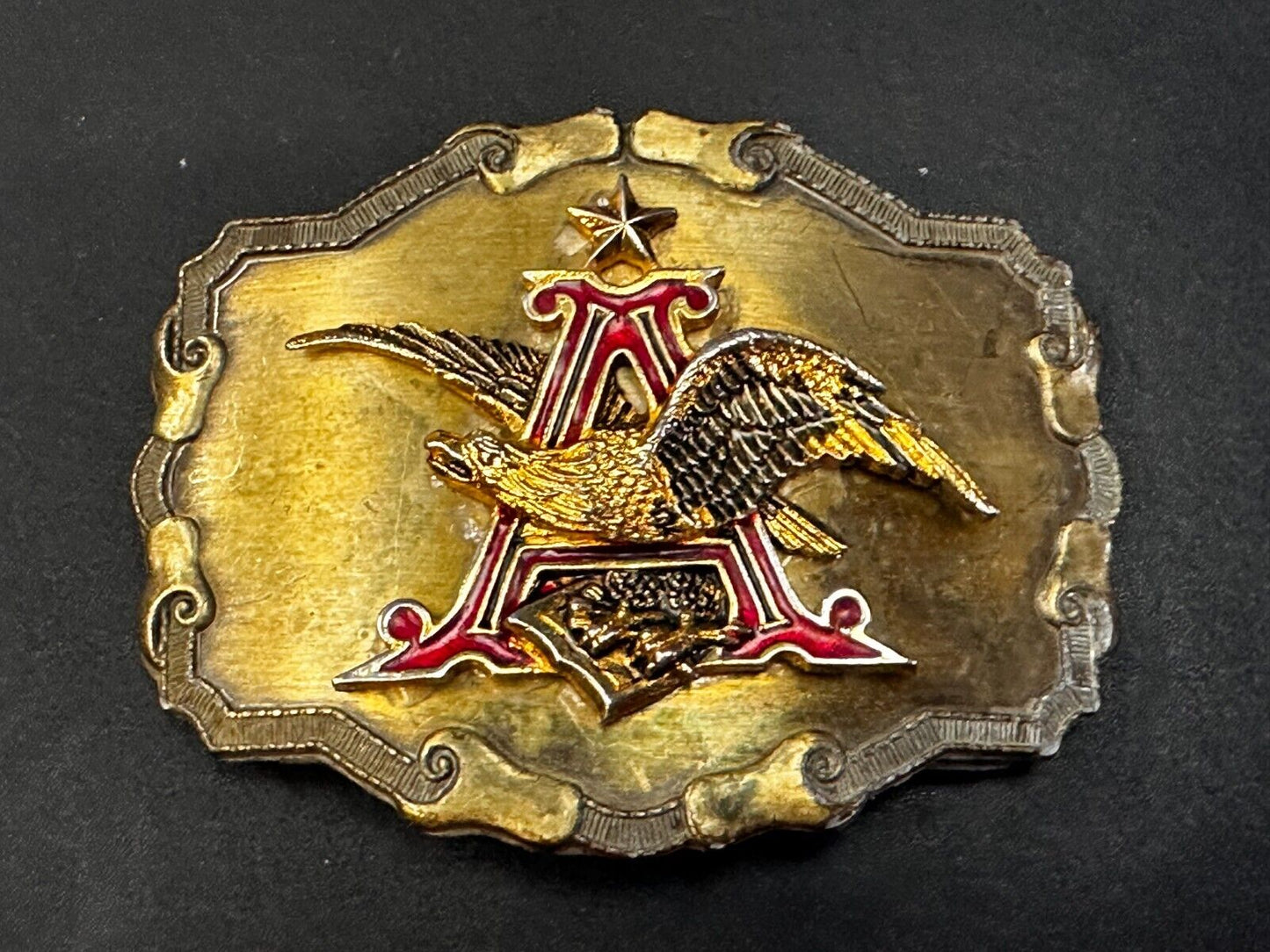 Anheuser-Busch Budweiser Beer Eagle Logo Vintage 1977 Raintree Belt Buckle