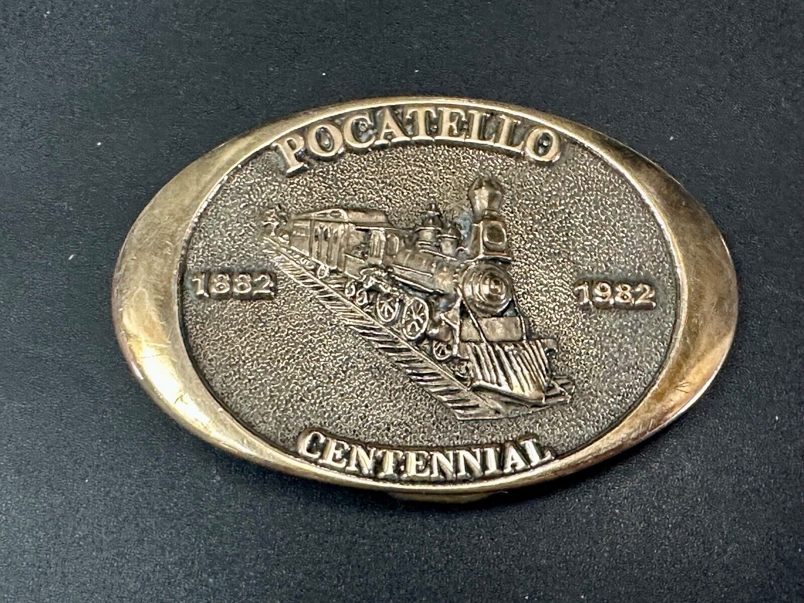 1982 Pocatello Idaho Train Centennial Solid Bronze Western Heritage Belt Buckle
