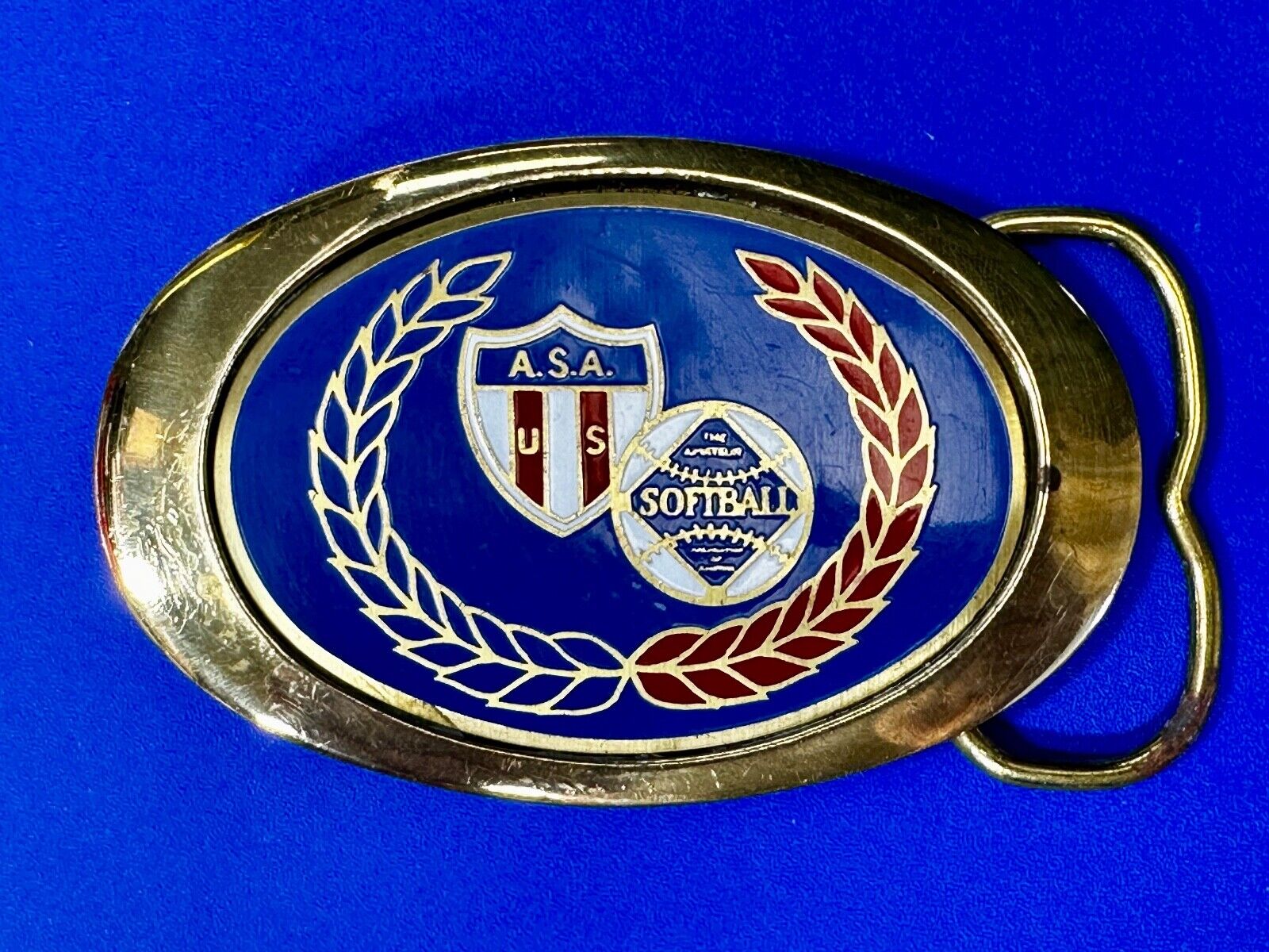 A.S.A. U S Softball Solid Brass Commemorative Collectible Vintage Belt Buckle