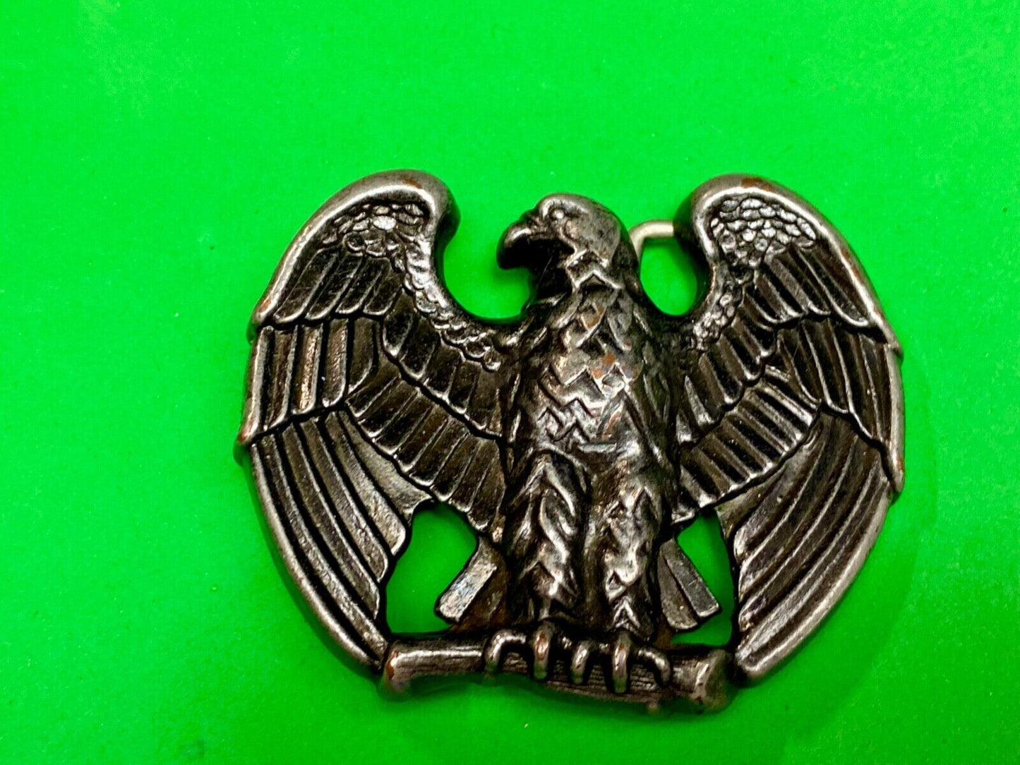 Vintage Avon 70s Patriotic American Eagle cutout shaped Silver Tone belt buckle