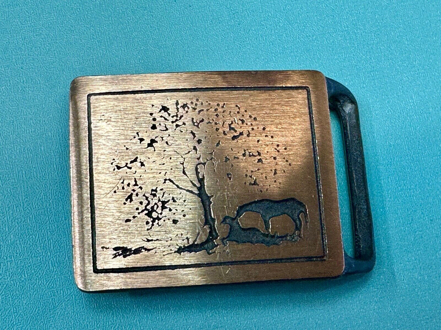 TWO HORSES TECH-ETHER GUILD Vintage art Horse lovers belt buckle