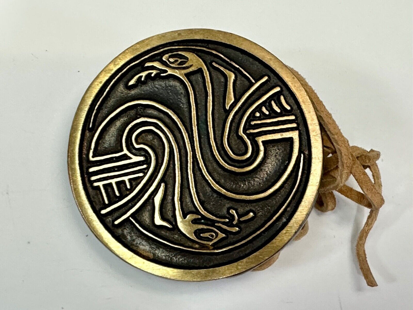 Two Snakes.,   Round Hippy Vibe Vintage Sandcast Rainbow Medals Belt Buckle
