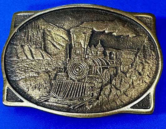 American Railroad Steam Train Registered Collection Belt Buckle by Heritage Mint