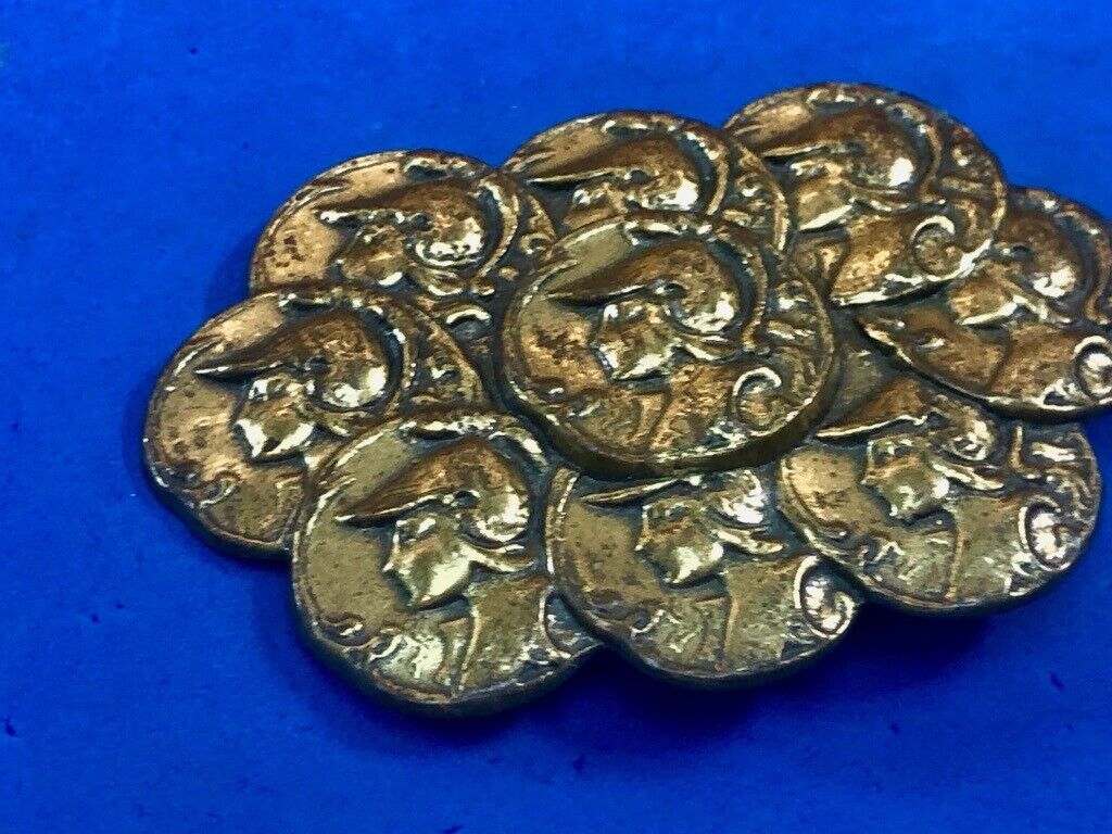 Vintage faux roman -  coin cluster style  belt buckle 