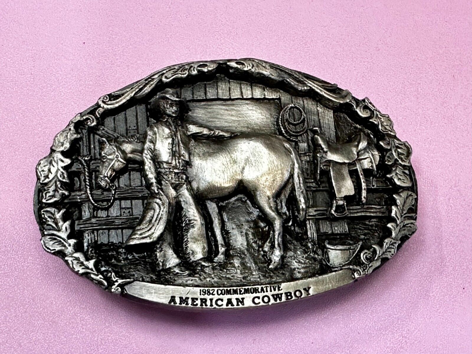 Vintage 1982 American Cowboy Commemorative Vintage Arroyo Grande Belt Buckle