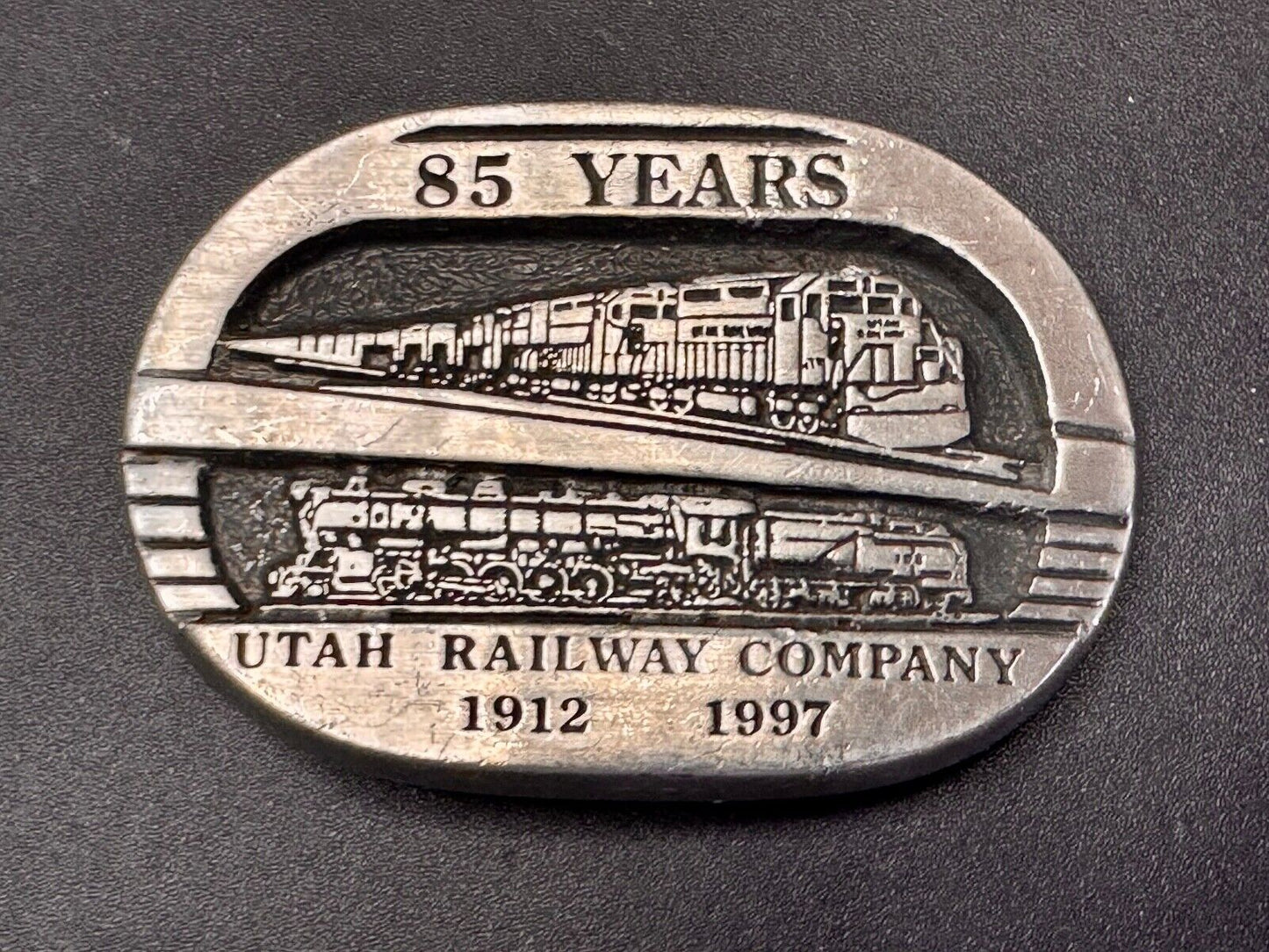 Utah Railway Co Vtg Train Railroad 85 Years - Gary Prazen Sculpture Belt Buckle