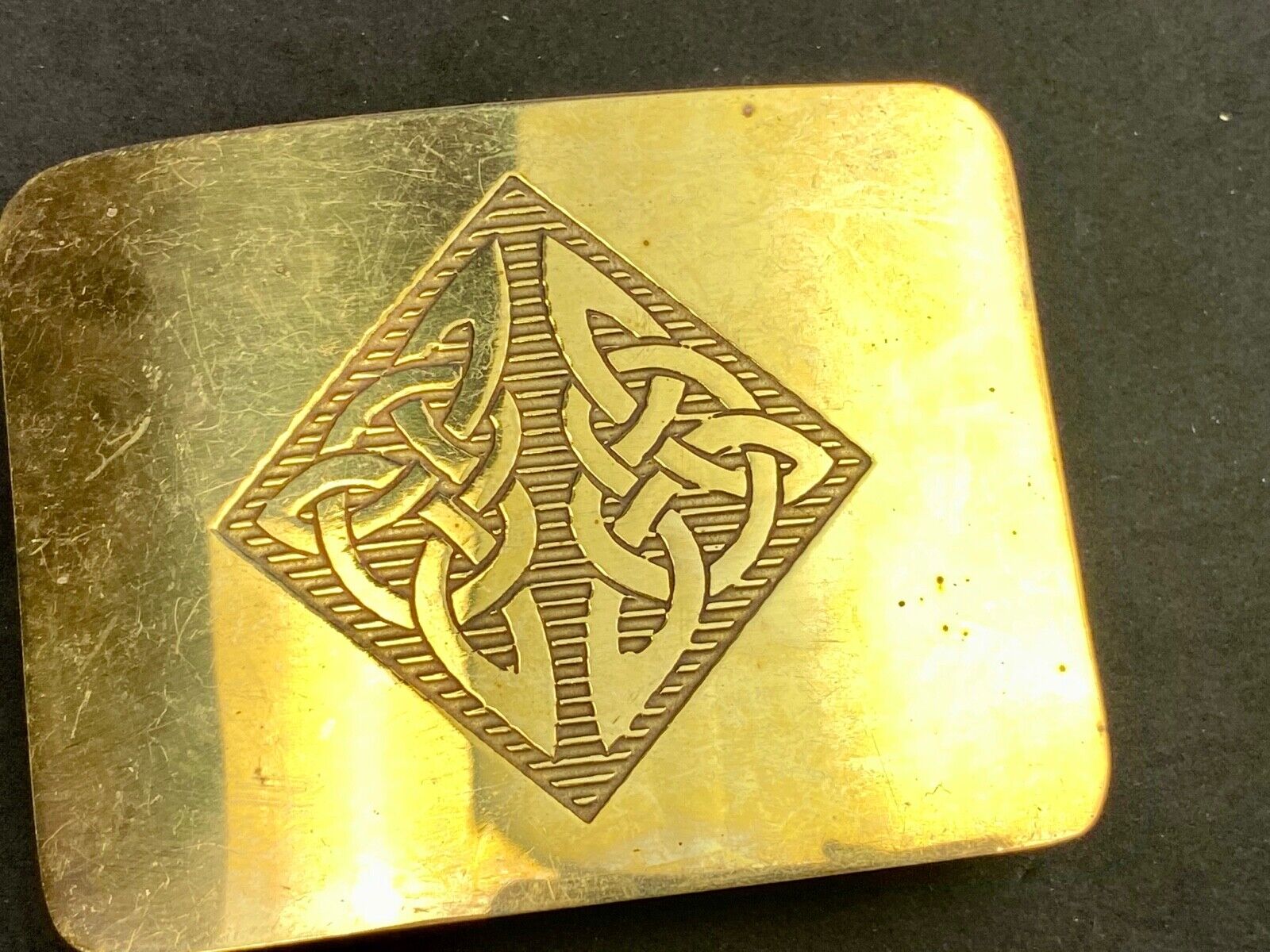 Antique Brass tone BOHO HIPPIE Ornate Lines Pattern Belt Buckle 