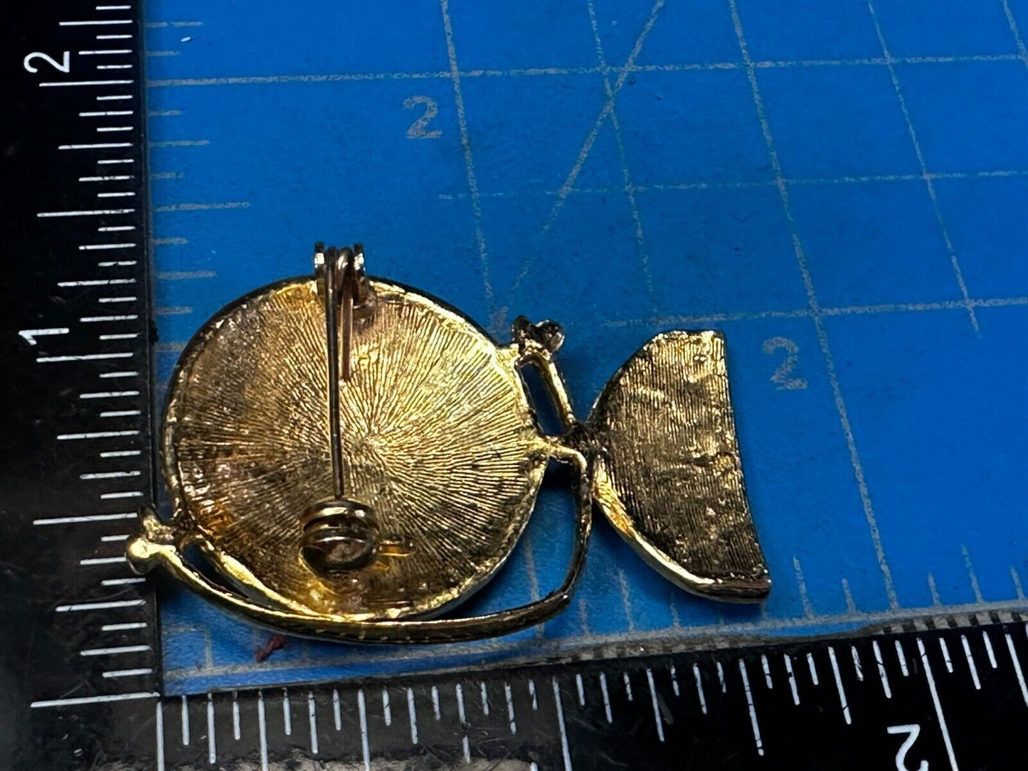 Two Sisters - Globe Covered with Rhinestone's Vintage Gold Tone Brooch Pin