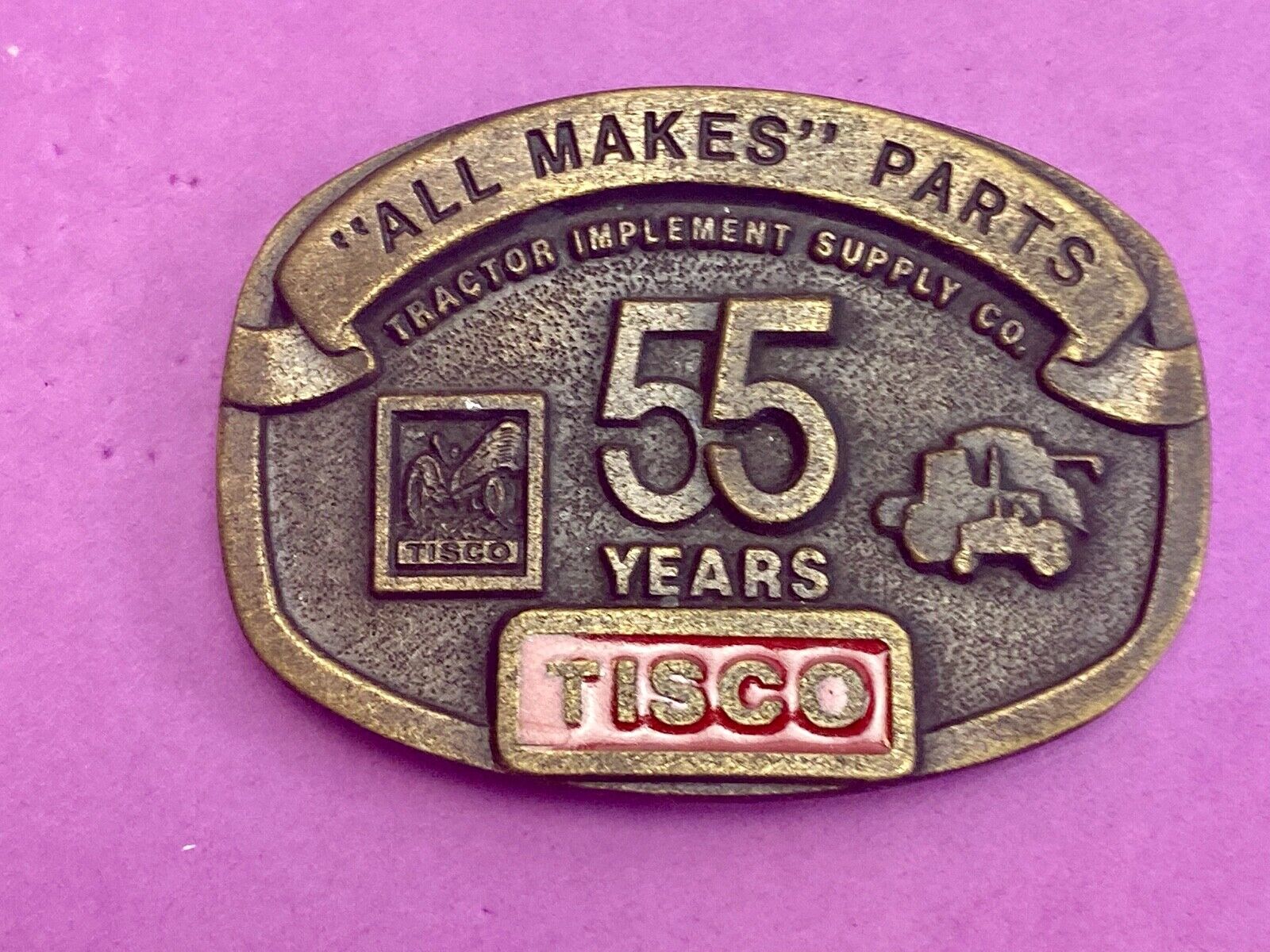 55 years Tisco Tractor Implement Supply Spec Cast Brass Belt Buckle series 2
