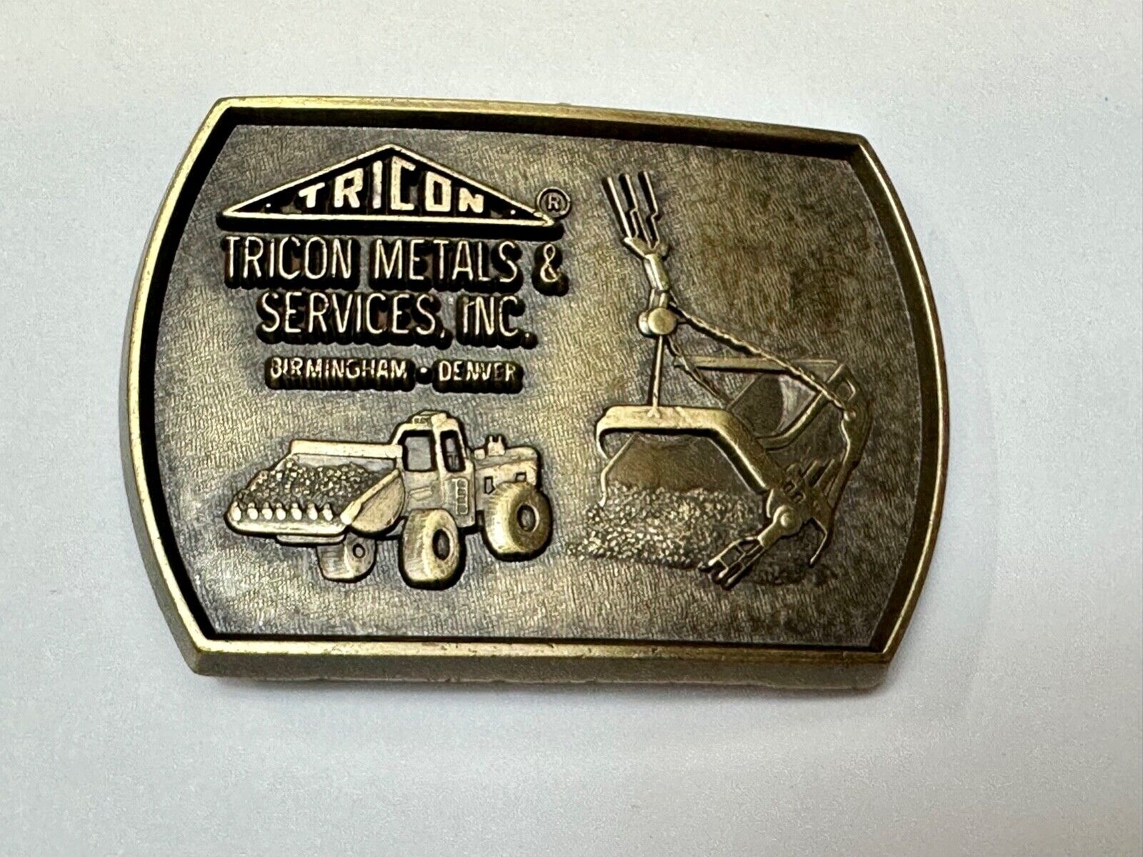Tricon Metals & services INC Birmingham Denver promo brass belt buckle by RJ