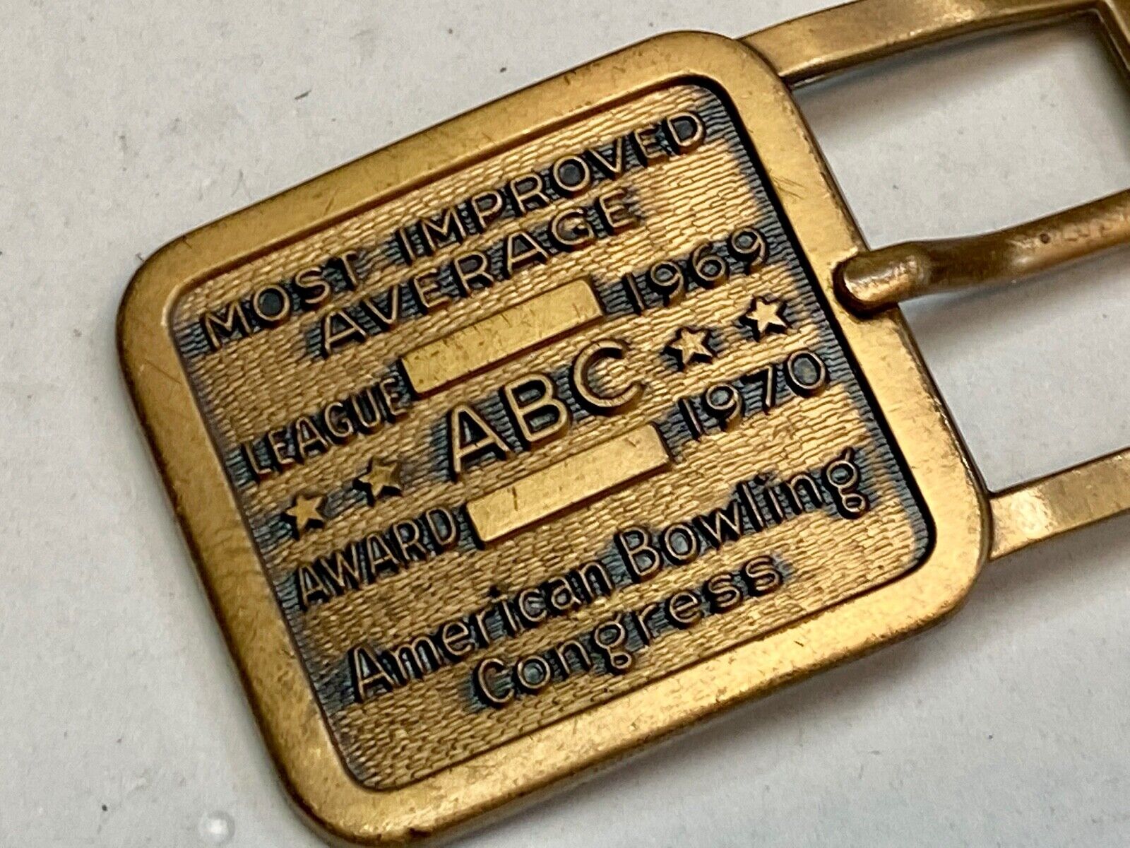 1970 ABC American Bowling Congress Belt Buckle Most Improved Avg, League Award