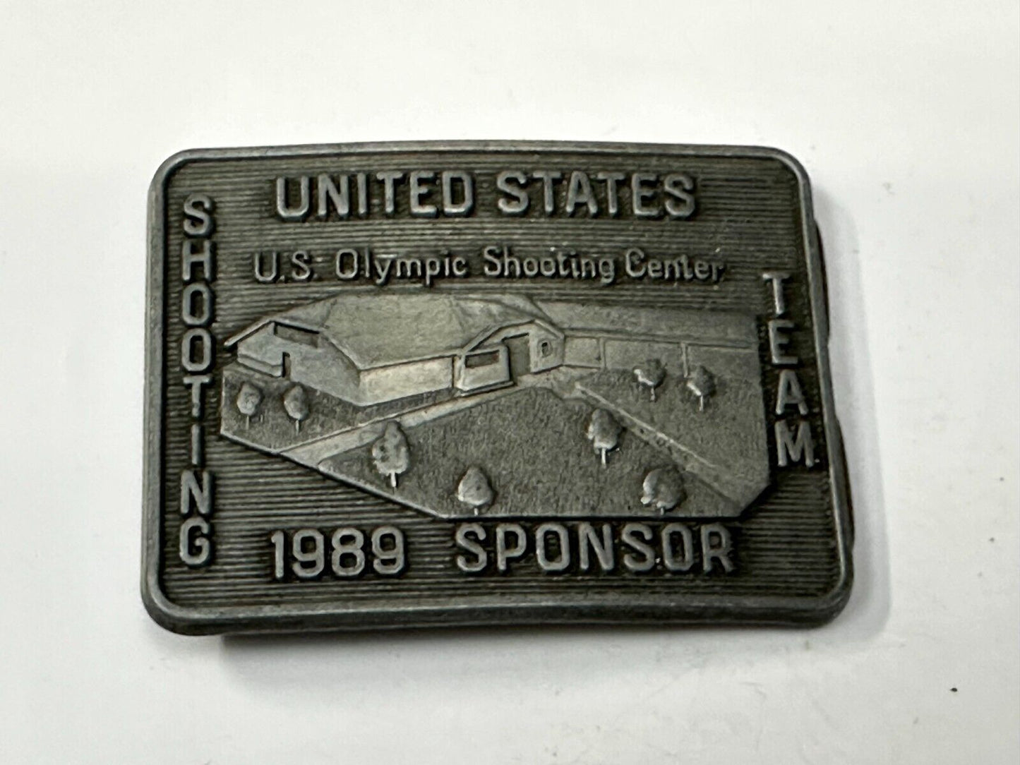 United States US Olympic Shooting Center Team 1989 Official Sponsor Belt Buckle