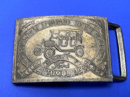 Vintage Henry Ford Detroit Automobiles Model T Car Record Year Belt Buckle