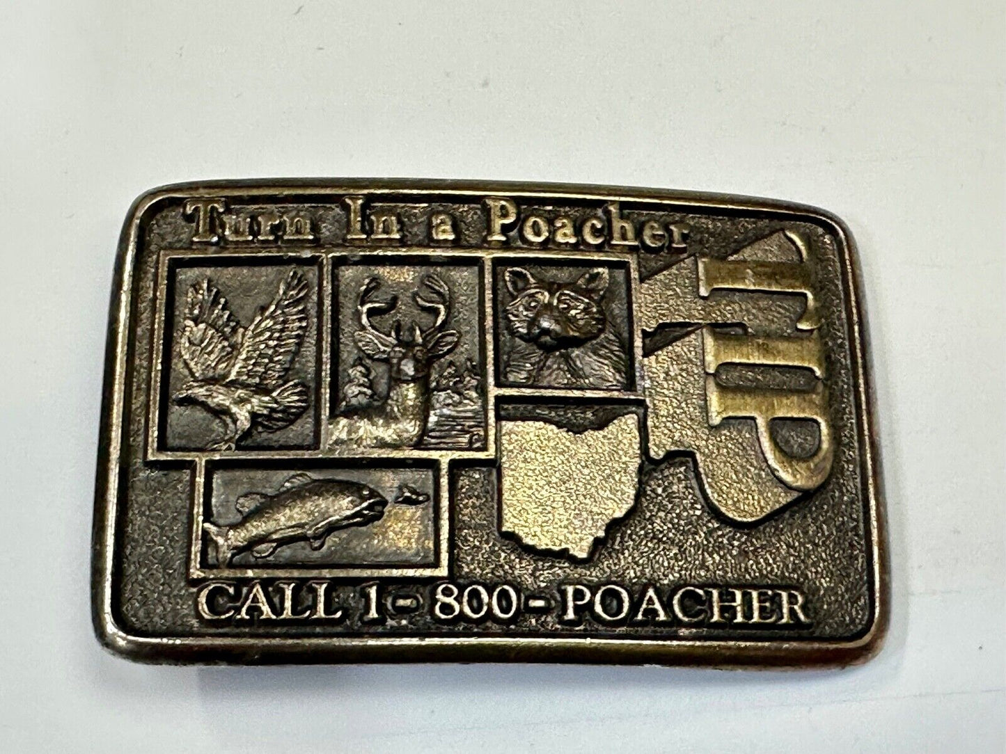 Turn in a Poacher Enjoy wildlife tomorrow TIP line hunting RARE belt buckle