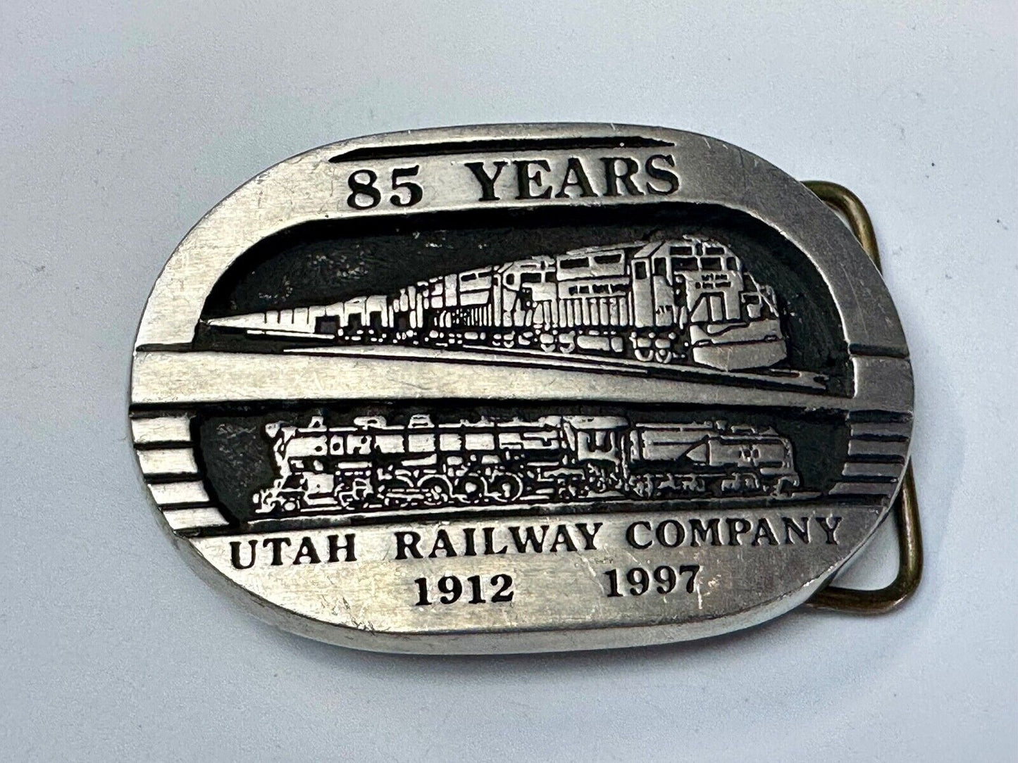 Utah Railway Co Vtg Train Railroad 85 Years - Gary Prazen Sculpture Belt Buckle