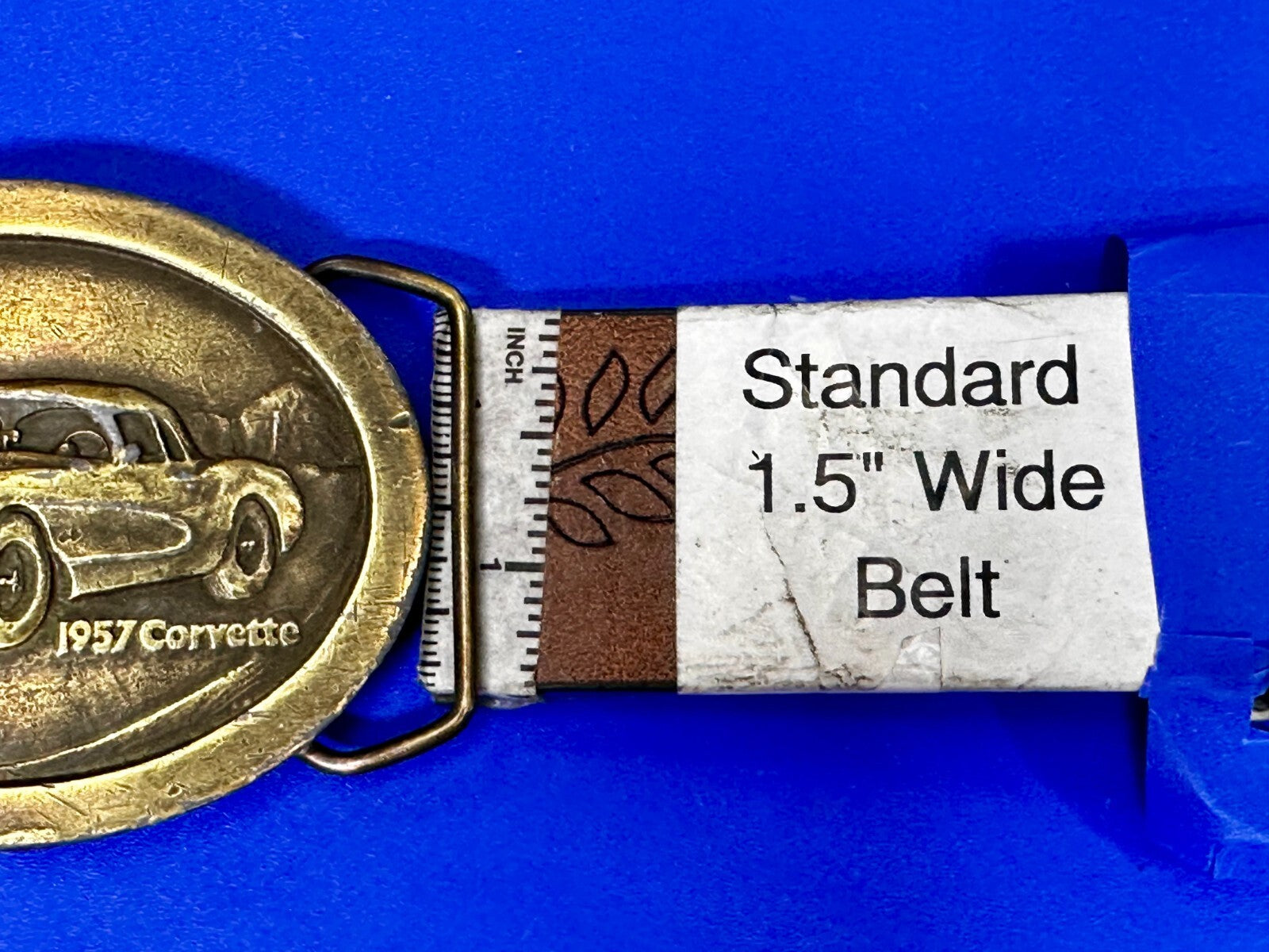 1957 Corvette Chevy Car Collector Brass Tone Indiana Metal Craft Belt Buckle
