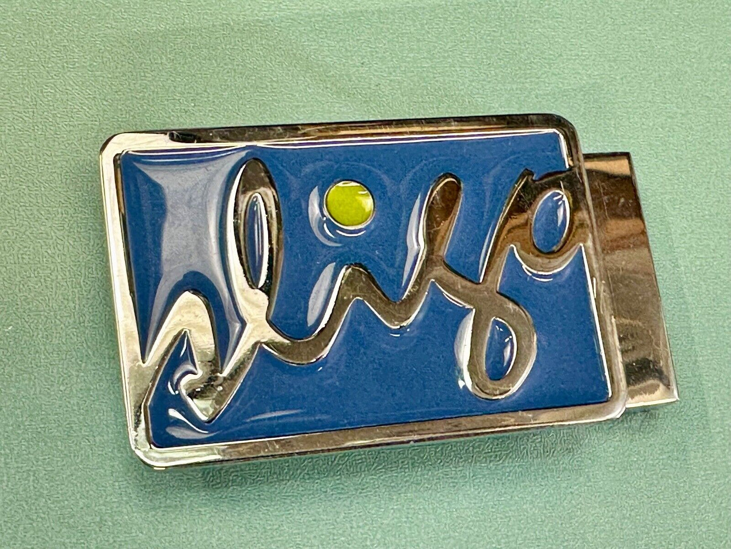 unknown to me!   Sligo Sugowear blue colored emblem or logo belt buckle