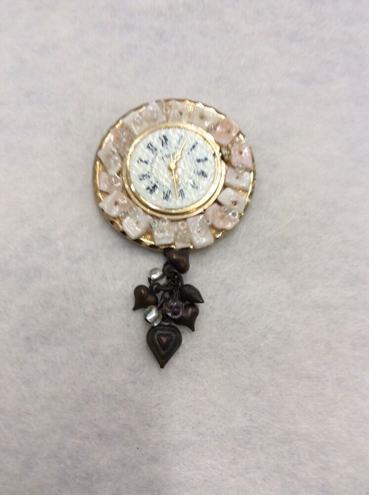 Unique Artisin Hat Flower Pin Broach From Gold Tone Guess Watch - interesting!