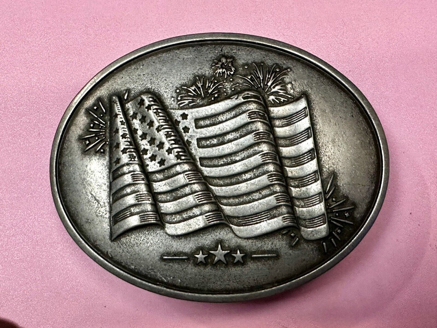 American US Flag Stars Stripes Patriotic Belt Buckle & Can holder by BevBuckle