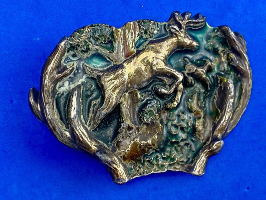 Vintage 1982 Jumping Deer - The great American belt buckle Company 