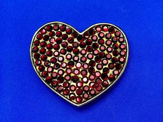 Beautiful Jeweled Red Rhinestone covered HEART cutout belt buckle