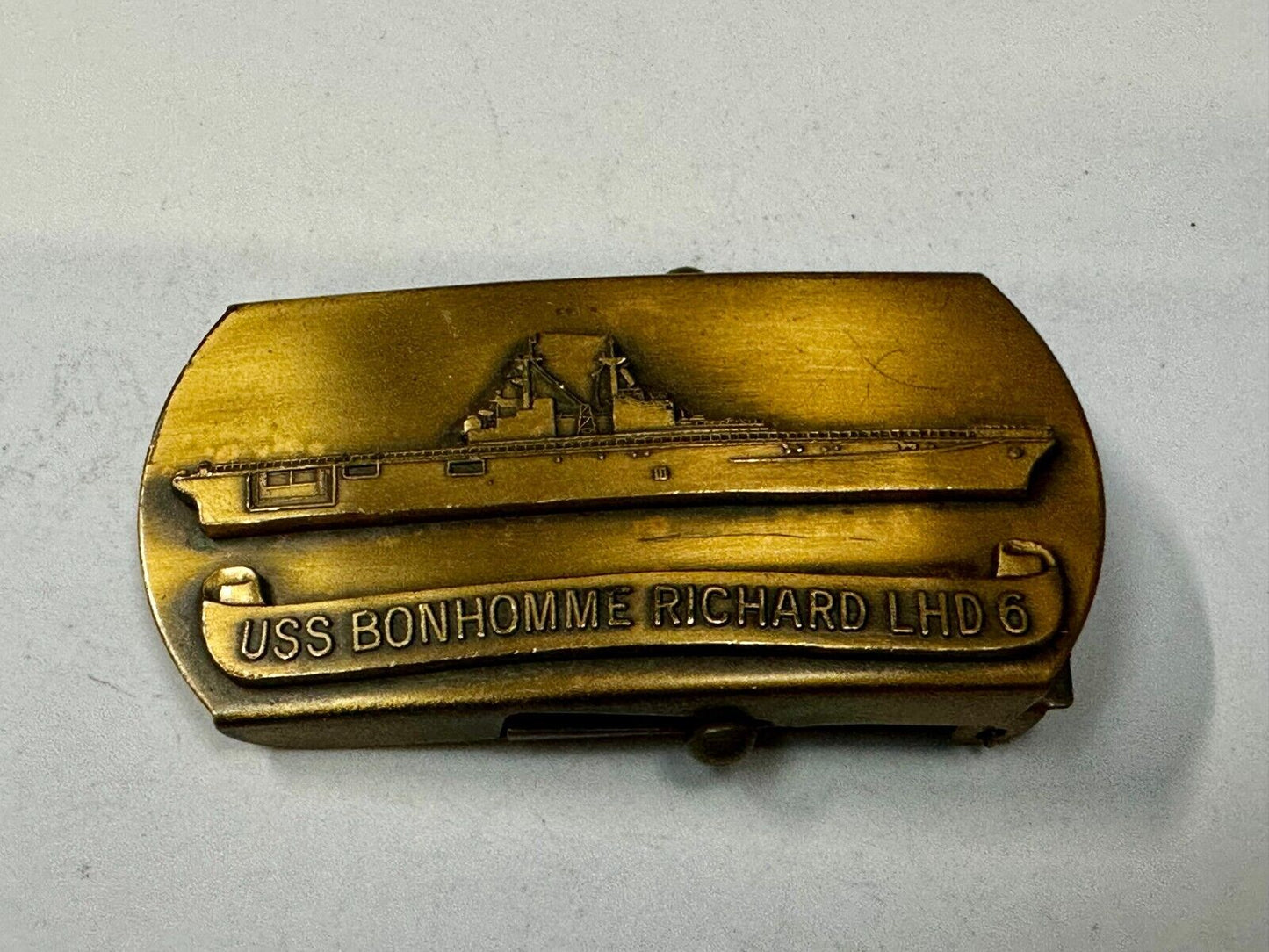 USS BonHomme Richard LHD-6 Assault Ship United States Navy Brass Belt Buckle