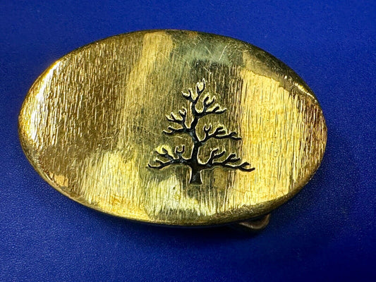 Black inland Fall Tree Small Hippy Vibe Brass Belt Buckle for up to a 1.25" belt