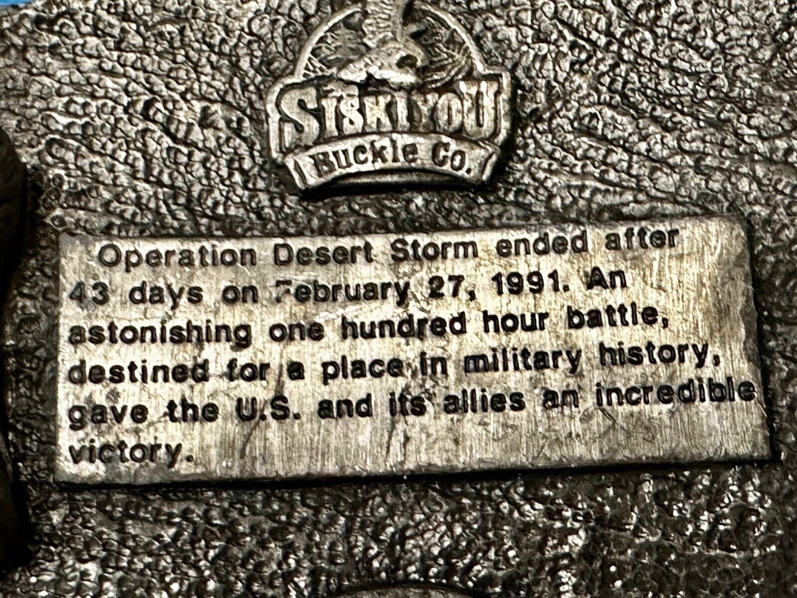 1991 Siskiyou Operation Desert Storm Belt Buckle P-92 -All Military