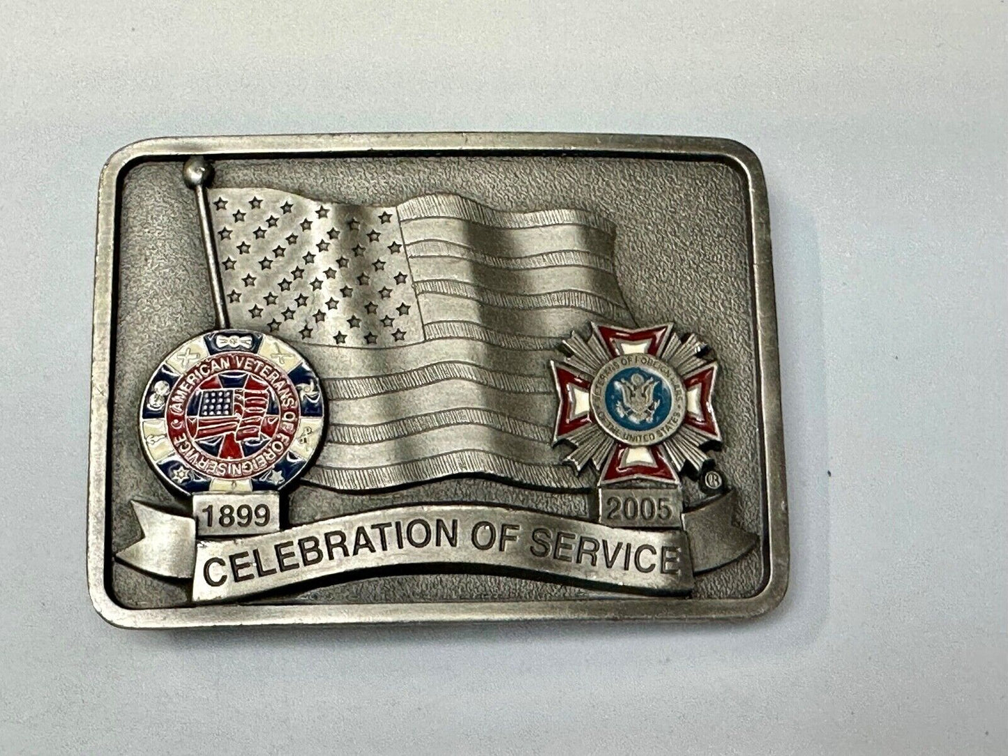 Veterans of foreign wars Celebration of Service Vintage Belt Buckle  1899 - 2005