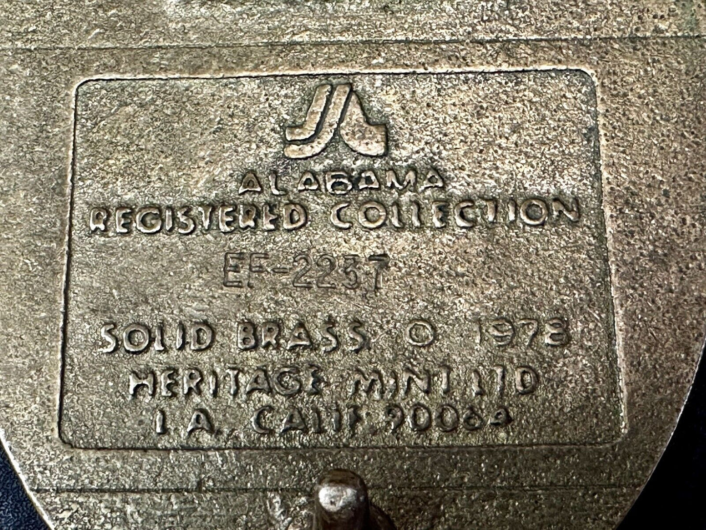 Alabama State Al Statehood Montgomery University Solid Brass 1978 Belt Buckle