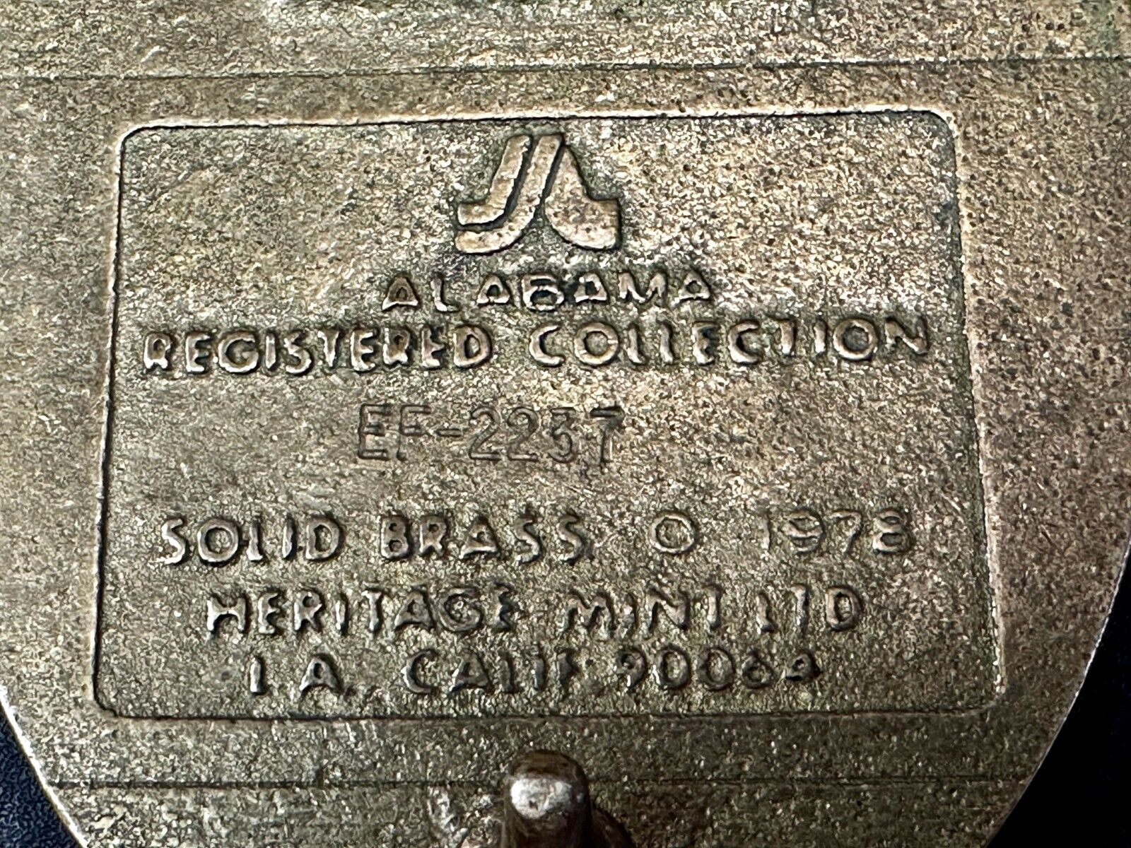 Alabama State Al Statehood Montgomery University Solid Brass 1978 Belt Buckle