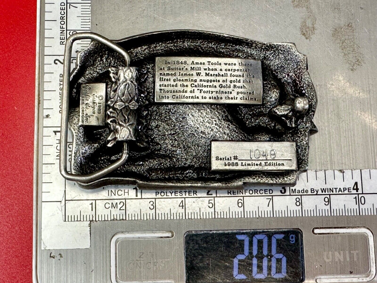 AMES TOOLS - Gold rush of 1849 Siskiyou 1985 Belt Buckle Lawn and garden supply