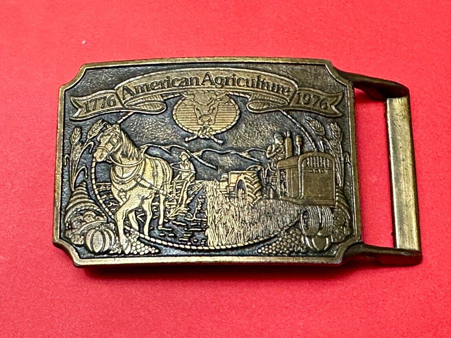 American Agriculture bicentennial celebration belt buckle 1975 - Ortho & Chevron