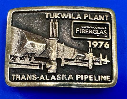 Trans Alaska Oil Pipeline Tukwila Plant Owens Corning Fiberglass belt buckle