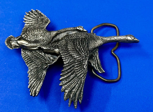 Two Flying Ducks Vintage 1970 Vinegarroon Foundries Cutout Pewter Belt Buckle