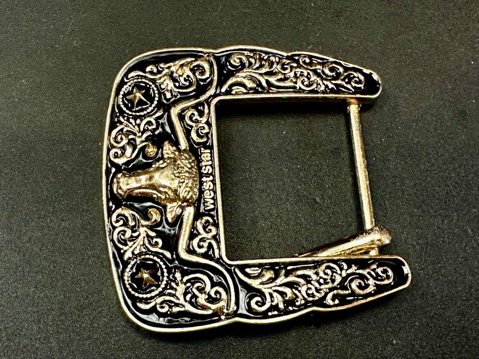 Texas Ranger Style Longhorn  Vintage Replacement Dress Belt Buckle West Star