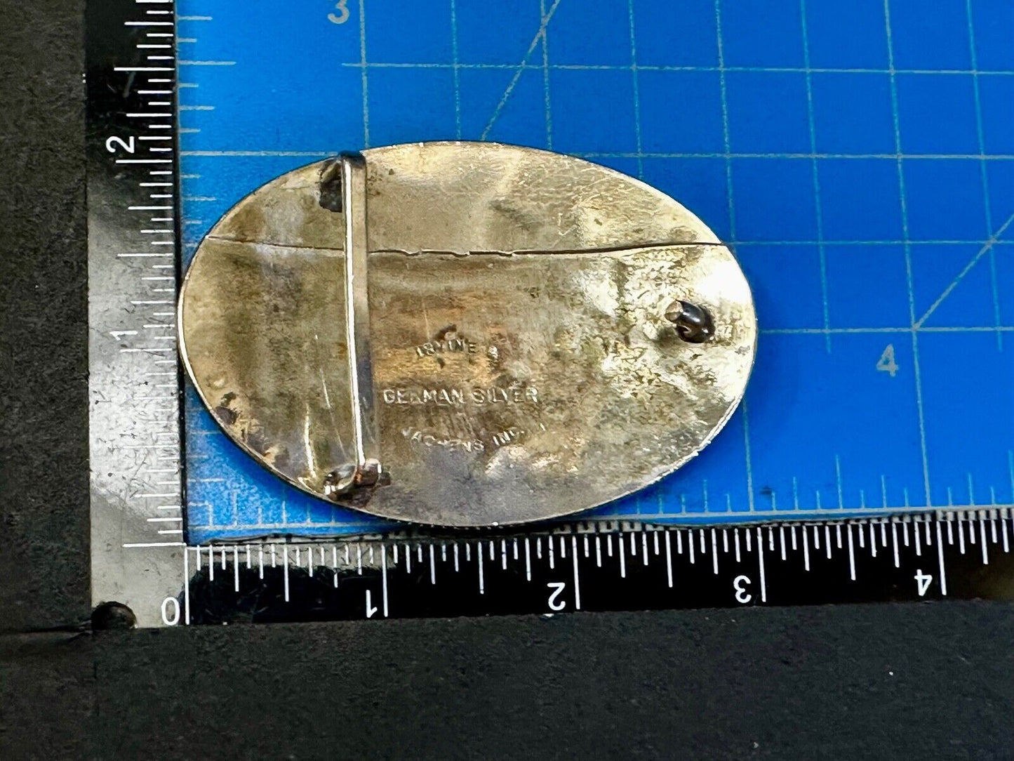 Two Horse Riding Cowboy's German Silver Belt Buckle by Comstock Silversmiths