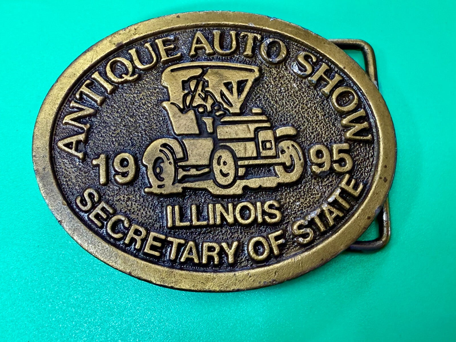 Antique Auto Show Secretary Illinois State 1995 Vintage Collectors Belt Buckle